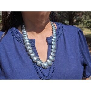 Authentic Navajo Pearls Graduated Saucer Concho Reversible Necklace Jewelry**